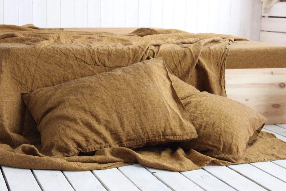 Hausewife style Linen Pillow Cover. Soft Organic Pillowcase Envelope Closure. Color and Size Variation