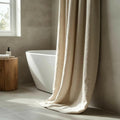 Organic 100% Flax Shower Curtain. Custom Size. Fabric Douche Drape. Buttonhole Top Panel